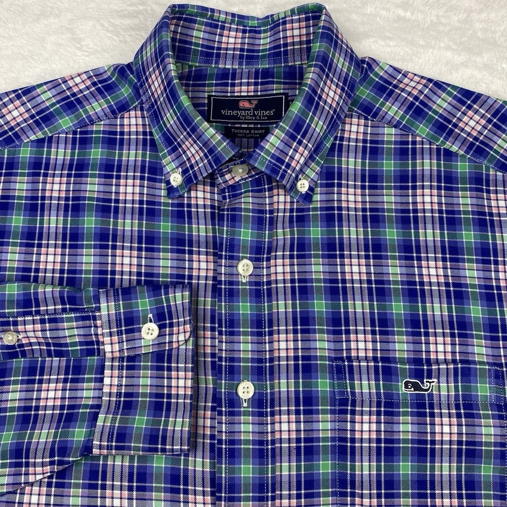 Vineyard Vines Men's Medium Tucker Fit Shirt Multi-Color Plaid Long Sleeve